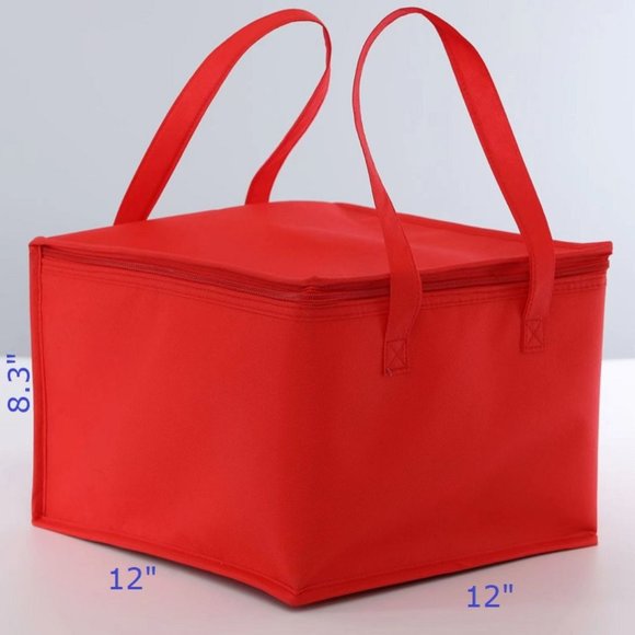 Foldable Insulated Cooler Box With Straps (2-Pack) Red Portable Cooler Bag - Picture 4 of 6